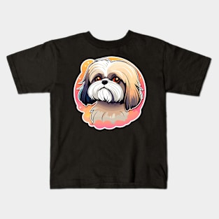 Shih Tzu Dog Illustration Kids T-Shirt